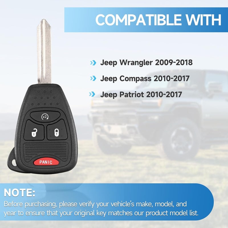LYFUCESS Key Fob Replacement Fits for Jeep Wrangler 2009 2010 2011 2012 2013 2014 2015 2016 2017 2018 Compass Patriot 2010-2017 Car Keyless Entry Remote OHT692713A - Image 1